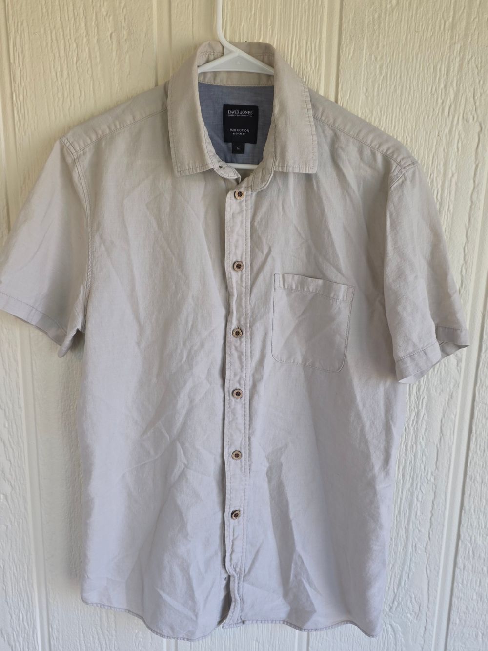David Jones Short Sleeve Button-Down Shirt in Light Gray